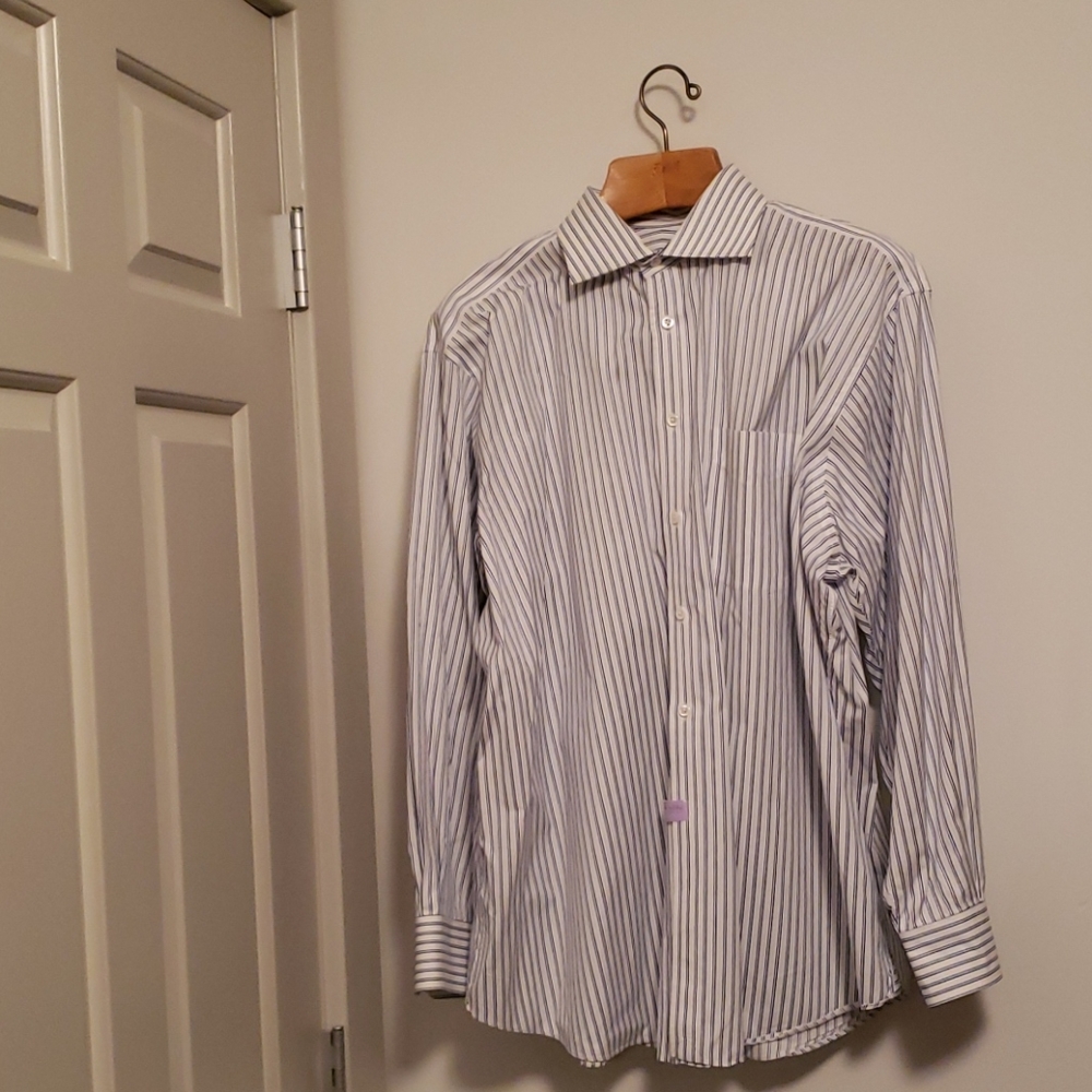 IKE BEHAR Blue Long Sleeve Striped Dress Shirt